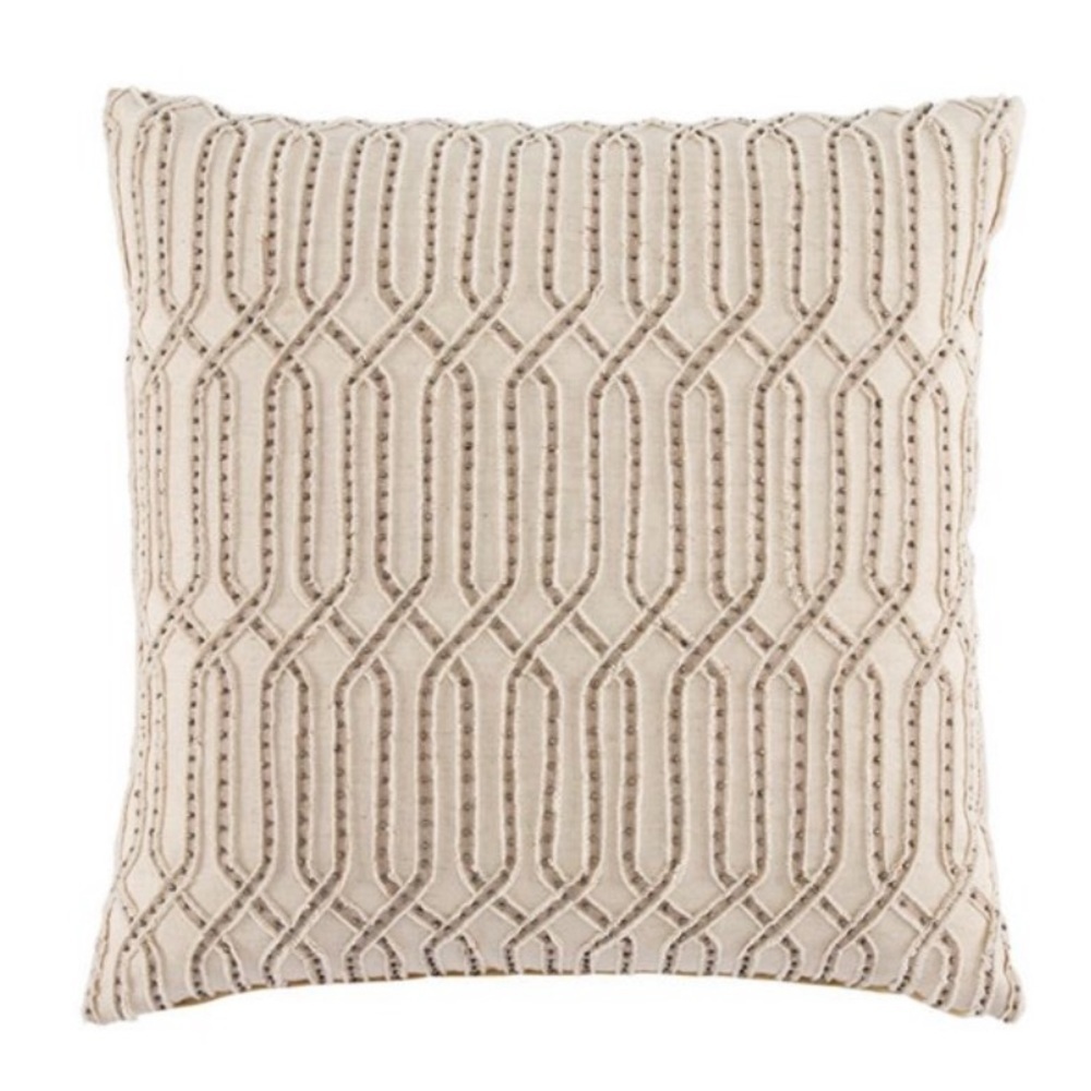 Omni Collection by Nikki Chu 20" Beige and Brown Tan Trellis Square Throw Pillow